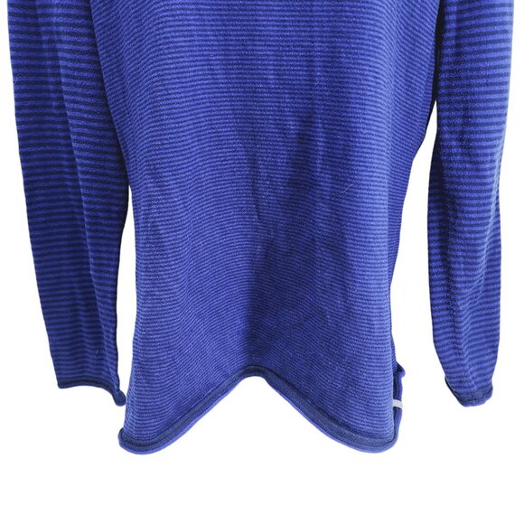 Title Nine Womens Blue Striped V-Neck Long Sleeve Sweater L Vagabond - Picture 6 of 7